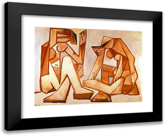 Two Women on the Beach 24x20 Black Modern Wood Framed Art Print Poster by Picasso, Pablo