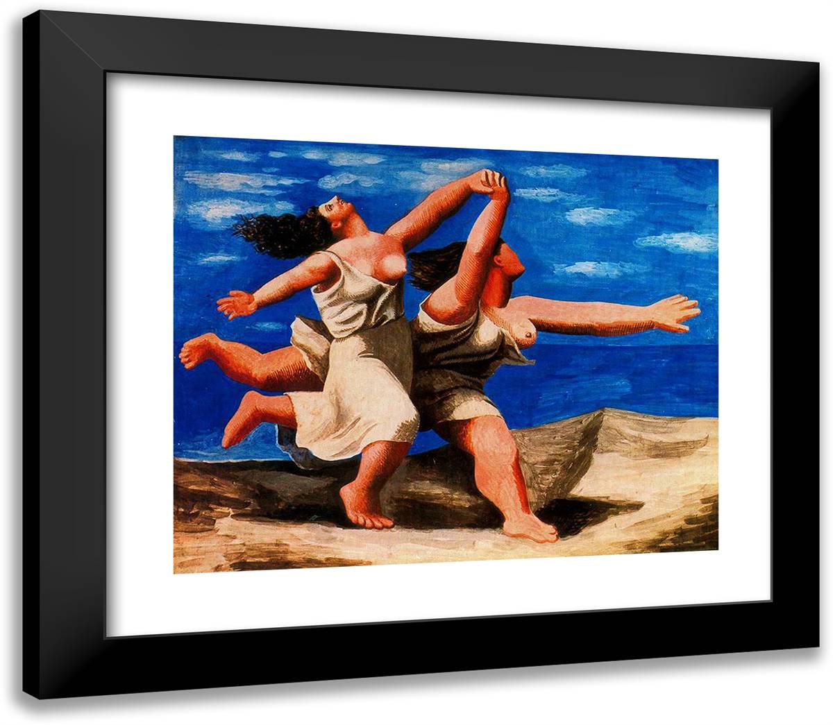 Two Women Running on the Beach (The Race) 23x20 Black Modern Wood Framed Art Print Poster by Picasso, Pablo