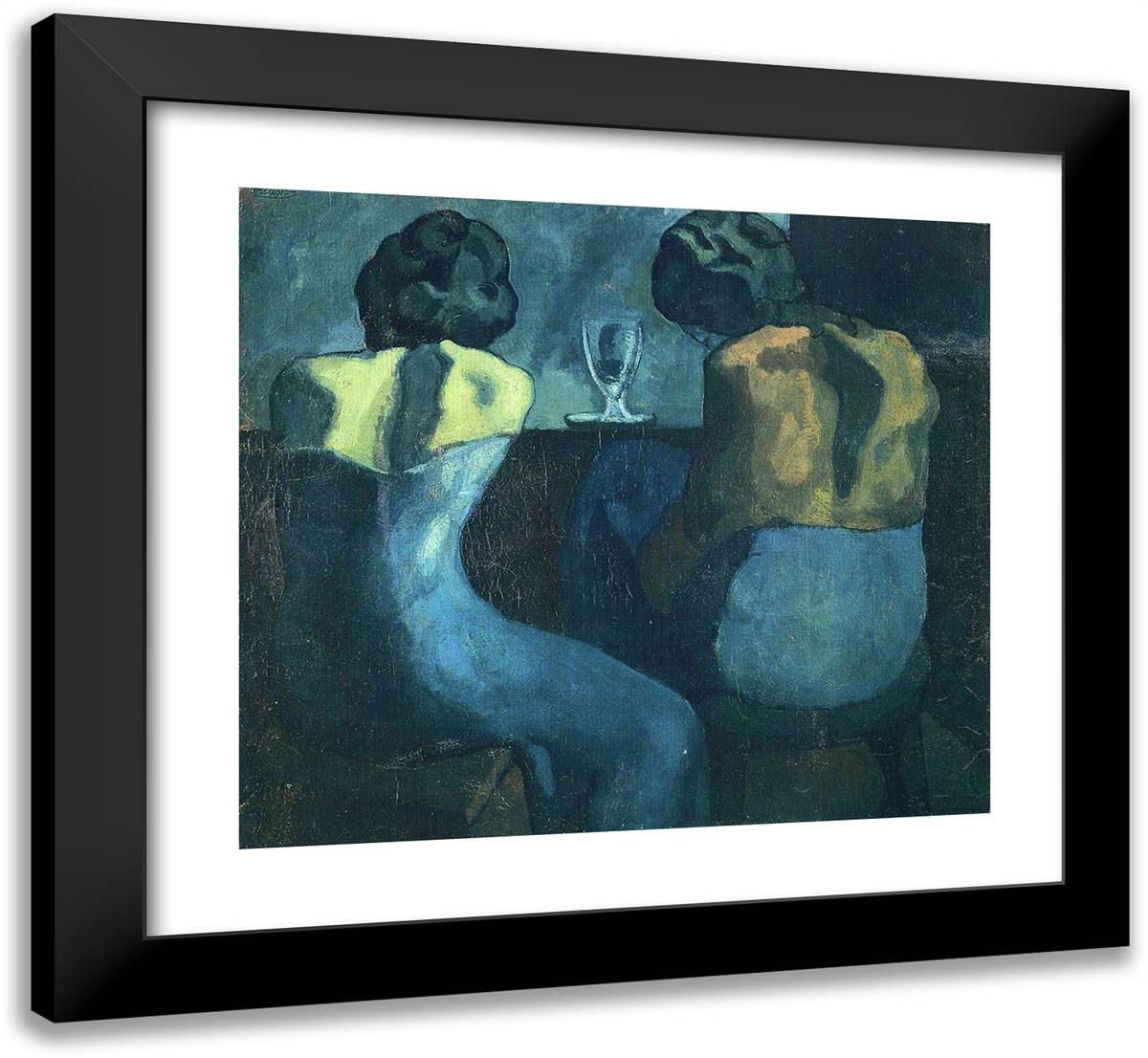 Two Women Sitting at a Bar 22x20 Black Modern Wood Framed Art Print Poster by Picasso, Pablo