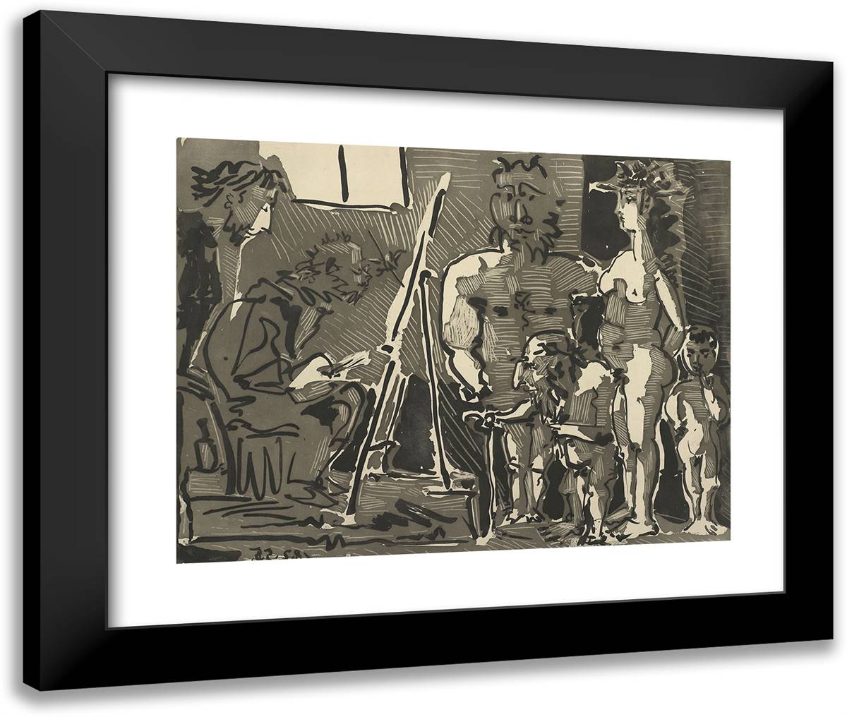 Variation on the Theme of Las Meninas VIsitors to the Studio 24x20 Black Modern Wood Framed Art Print Poster by Picasso, Pablo