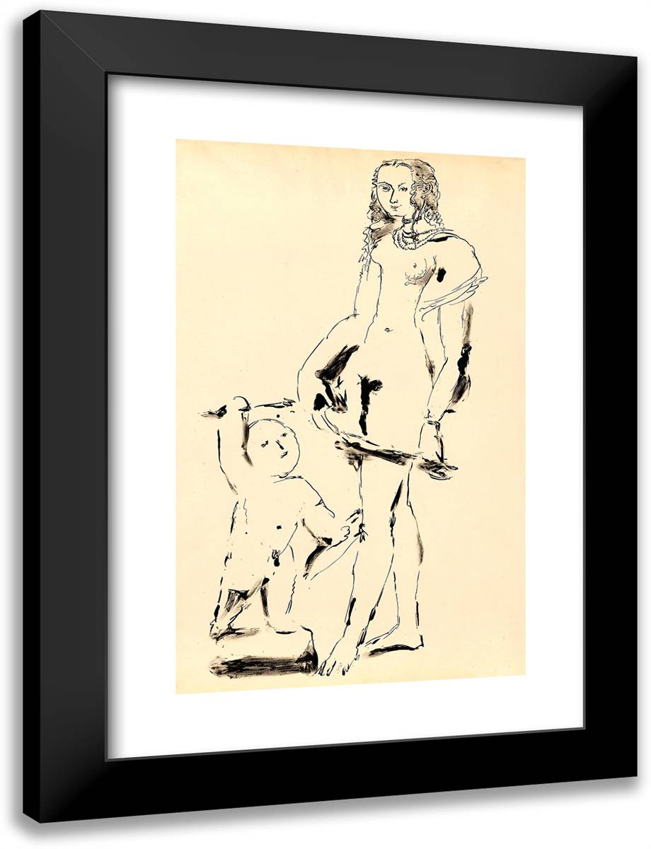 Venus and Cupid 18x24 Black Modern Wood Framed Art Print Poster by Picasso, Pablo