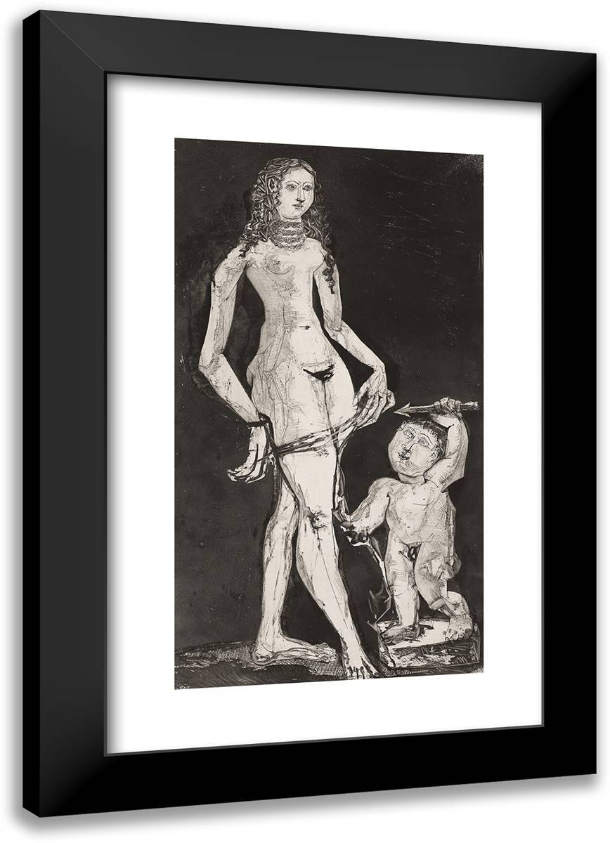 Venus and Cupid, After Cranach 17x24 Black Modern Wood Framed Art Print Poster by Picasso, Pablo