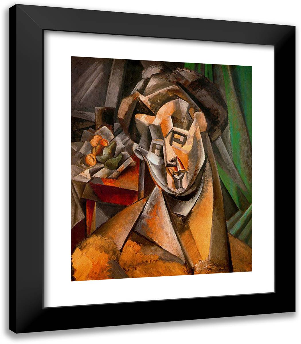 Woman and Pears (Fernande) 20x23 Black Modern Wood Framed Art Print Poster by Picasso, Pablo