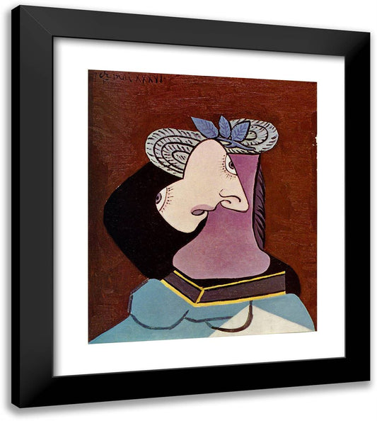 Woman in a Straw Hat 20x23 Black Modern Wood Framed Art Print Poster by Picasso, Pablo