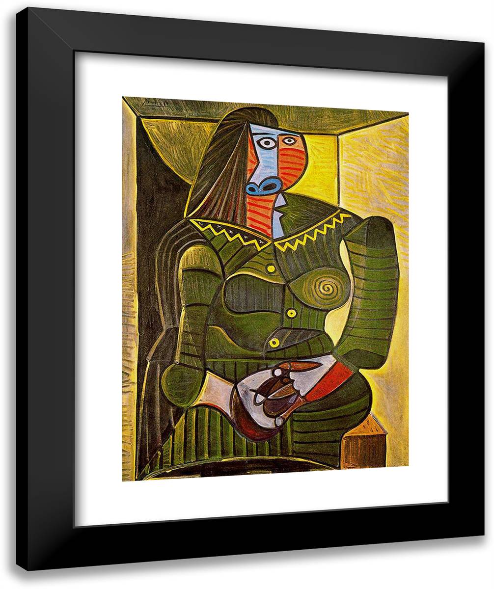 Woman in Green 20x24 Black Modern Wood Framed Art Print Poster by Picasso, Pablo