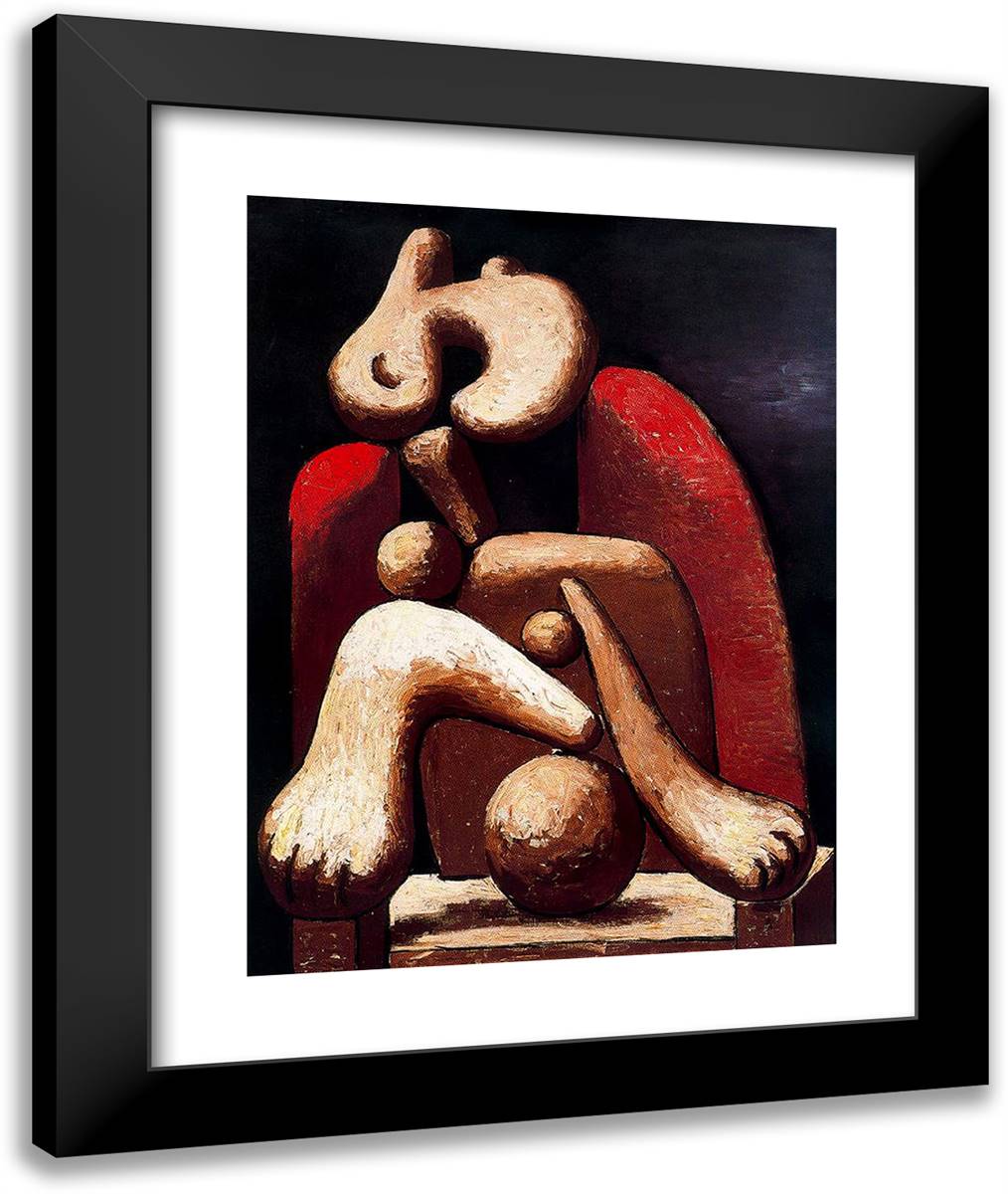 Woman in Red Armchair 20x24 Black Modern Wood Framed Art Print Poster by Picasso, Pablo