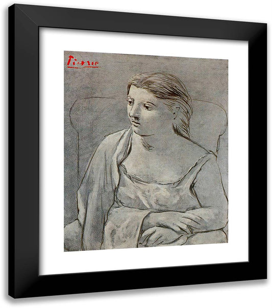 Woman in White 20x23 Black Modern Wood Framed Art Print Poster by Picasso, Pablo