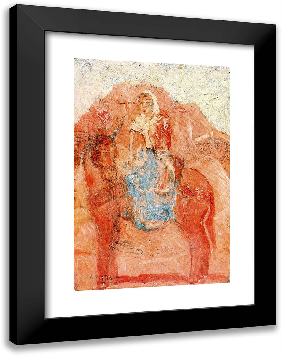 Woman on a Donkey 18x24 Black Modern Wood Framed Art Print Poster by Picasso, Pablo