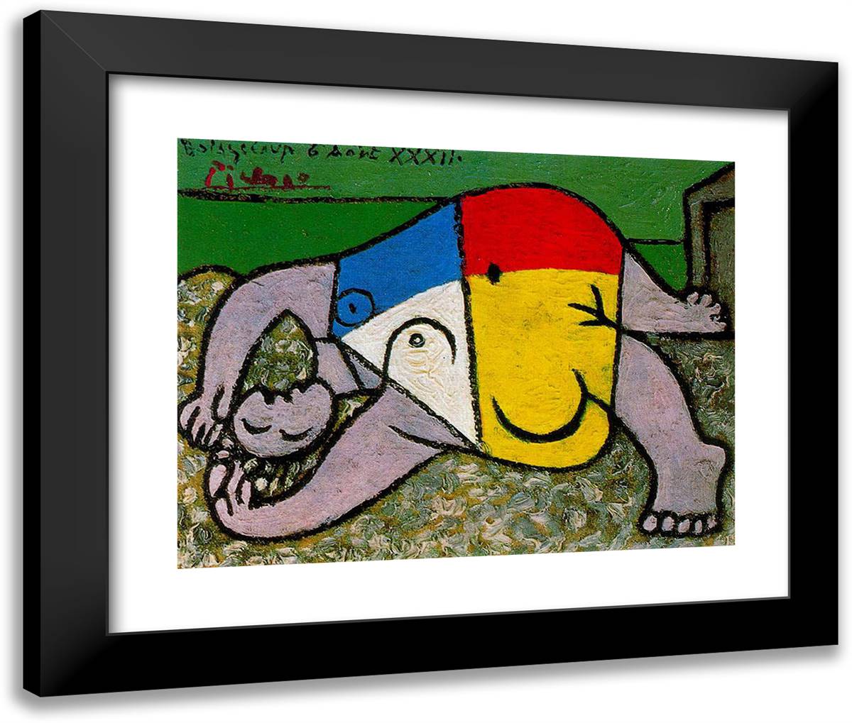 Woman on the Beach 24x20 Black Modern Wood Framed Art Print Poster by Picasso, Pablo