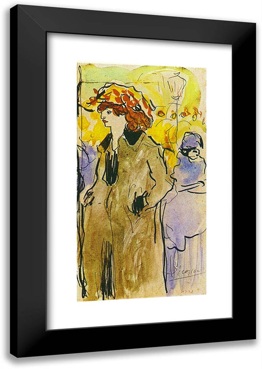 Woman on the Street 16x24 Black Modern Wood Framed Art Print Poster by Picasso, Pablo