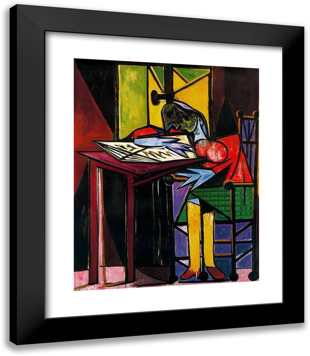 Woman Reading 20x23 Black Modern Wood Framed Art Print Poster by Picasso, Pablo