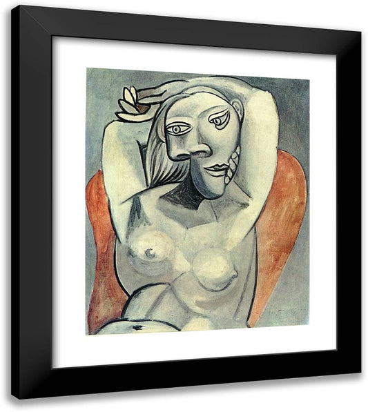 Woman Sitting in Red Armchair 20x23 Black Modern Wood Framed Art Print Poster by Picasso, Pablo