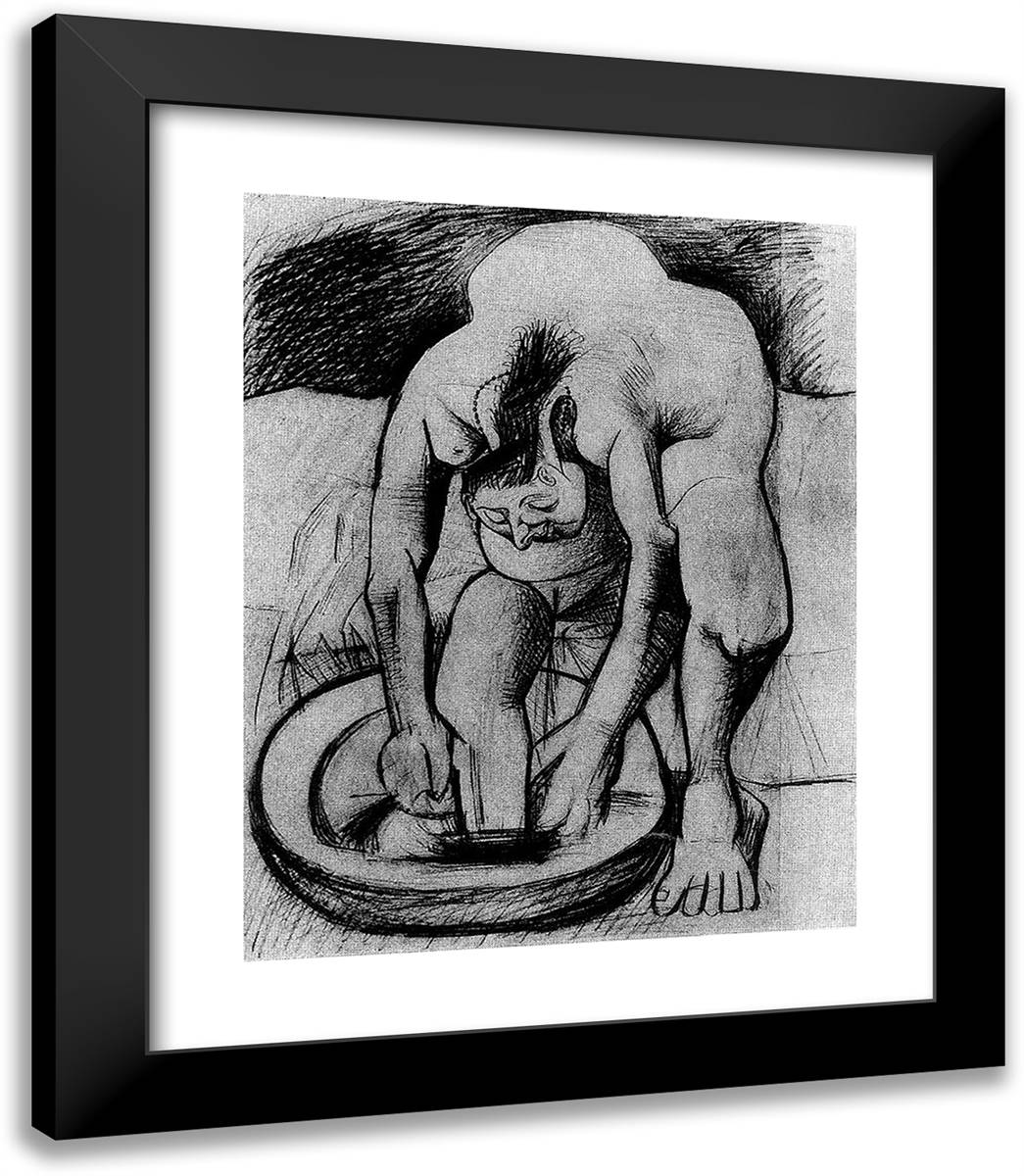 Woman Washing Her Feet II 20x23 Black Modern Wood Framed Art Print Poster by Picasso, Pablo