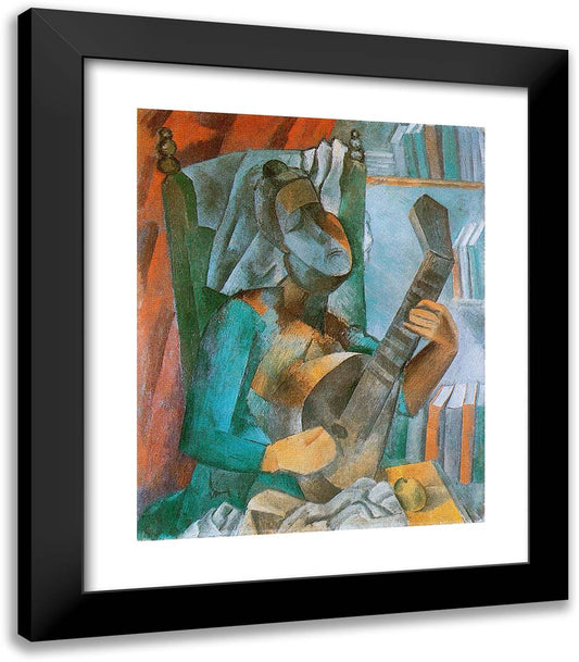 Woman with a Mandolin 20x23 Black Modern Wood Framed Art Print Poster by Picasso, Pablo