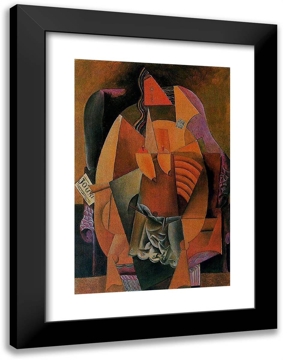 Woman with a Shirt Sitting in a Chair 18x24 Black Modern Wood Framed Art Print Poster by Picasso, Pablo