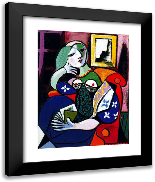 Woman with Book 20x24 Black Modern Wood Framed Art Print Poster by Picasso, Pablo