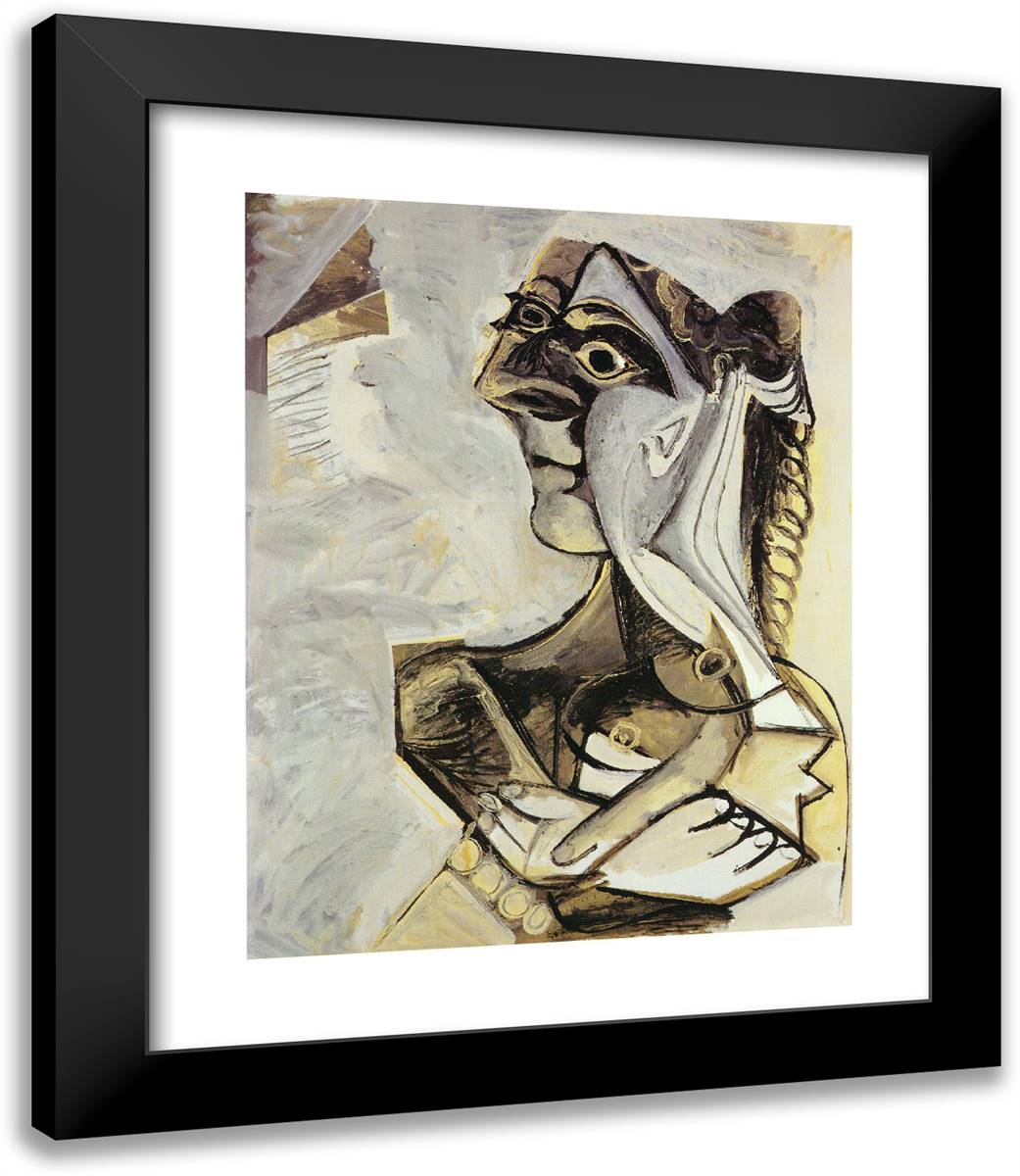 Woman with Braid 20x23 Black Modern Wood Framed Art Print Poster by Picasso, Pablo