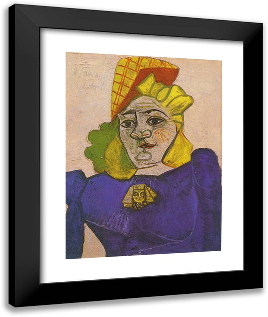 Woman with Brooch 20x24 Black Modern Wood Framed Art Print Poster by Picasso, Pablo