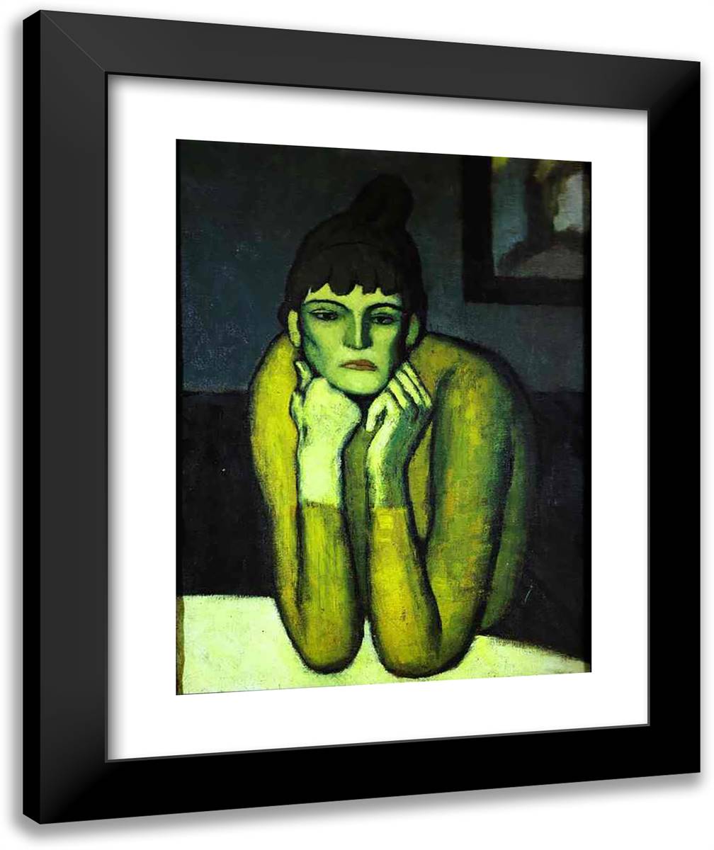 Woman with Chignon 20x24 Black Modern Wood Framed Art Print Poster by Picasso, Pablo