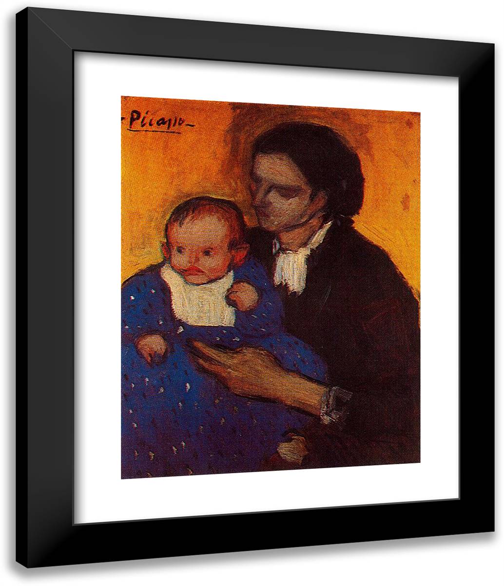 Woman with Child 20x24 Black Modern Wood Framed Art Print Poster by Picasso, Pablo