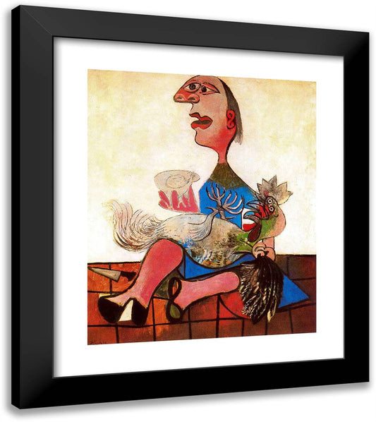 Woman with Cockerel 20x23 Black Modern Wood Framed Art Print Poster by Picasso, Pablo