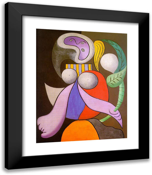 Woman with Flower 20x23 Black Modern Wood Framed Art Print Poster by Picasso, Pablo