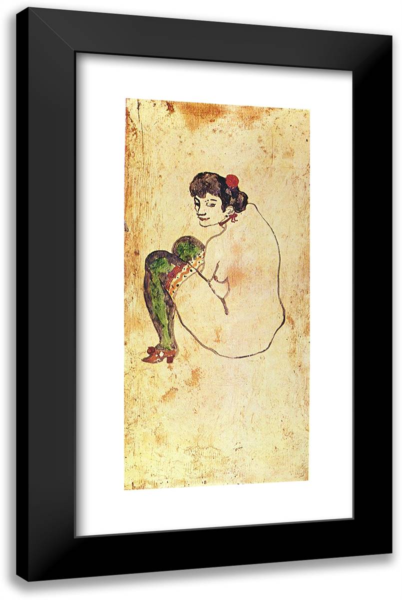 Woman with Green Stockings 15x24 Black Modern Wood Framed Art Print Poster by Picasso, Pablo