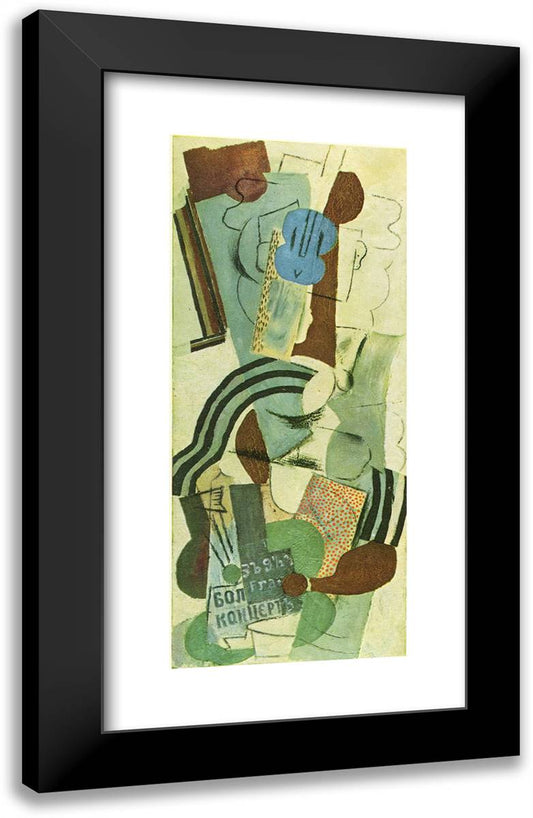 Woman with Guitar 15x24 Black Modern Wood Framed Art Print Poster by Picasso, Pablo