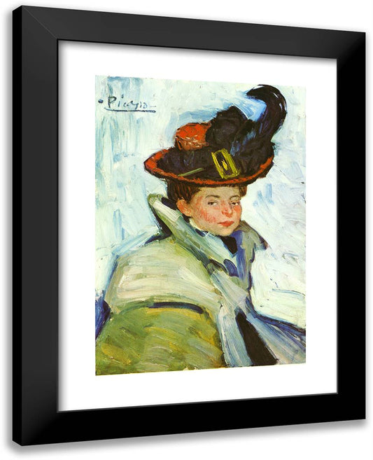 Woman with Hat 19x24 Black Modern Wood Framed Art Print Poster by Picasso, Pablo