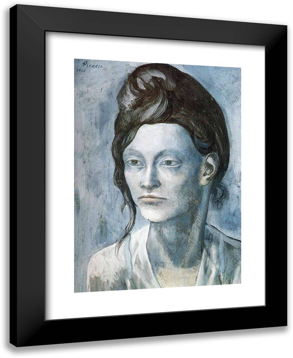 Woman with Her Hair in a Small Bun 19x24 Black Modern Wood Framed Art Print Poster by Picasso, Pablo