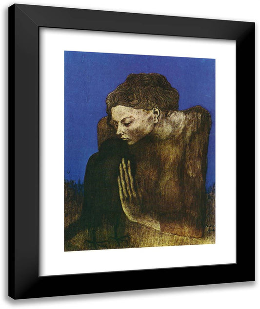 Woman with Raven 20x24 Black Modern Wood Framed Art Print Poster by Picasso, Pablo