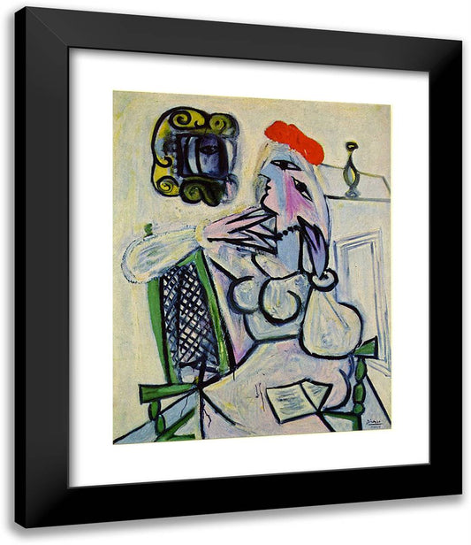 Woman with Red Hat 20x24 Black Modern Wood Framed Art Print Poster by Picasso, Pablo