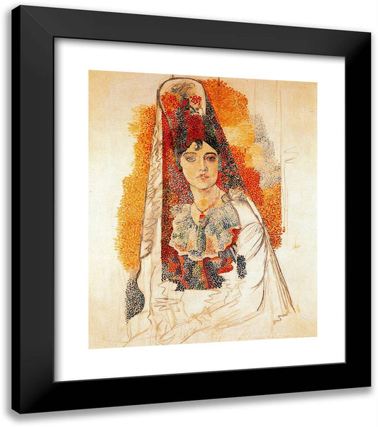 Woman with Spanish Dress 20x23 Black Modern Wood Framed Art Print Poster by Picasso, Pablo