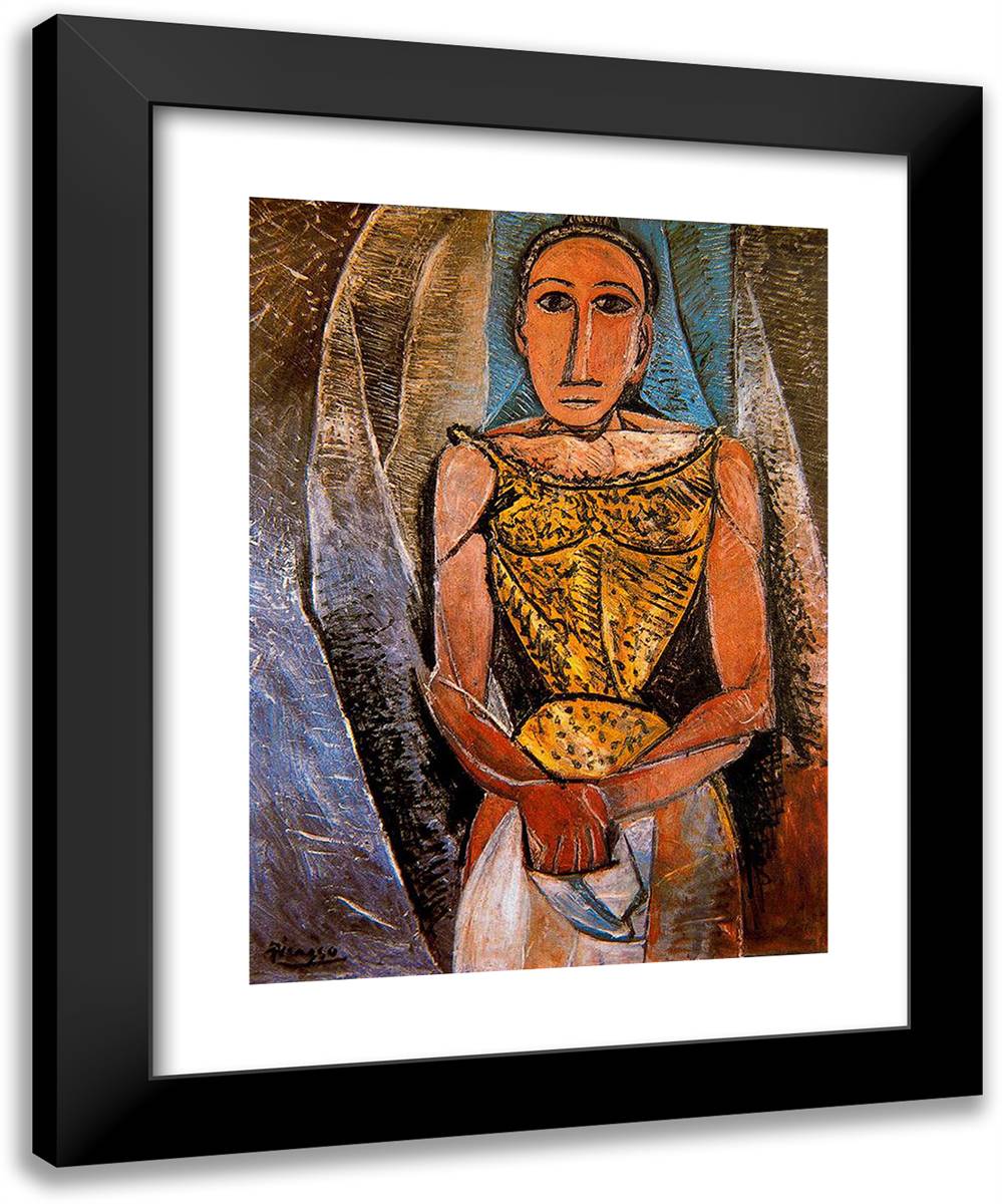 Woman with Yellow Shirt 19x24 Black Modern Wood Framed Art Print Poster by Picasso, Pablo