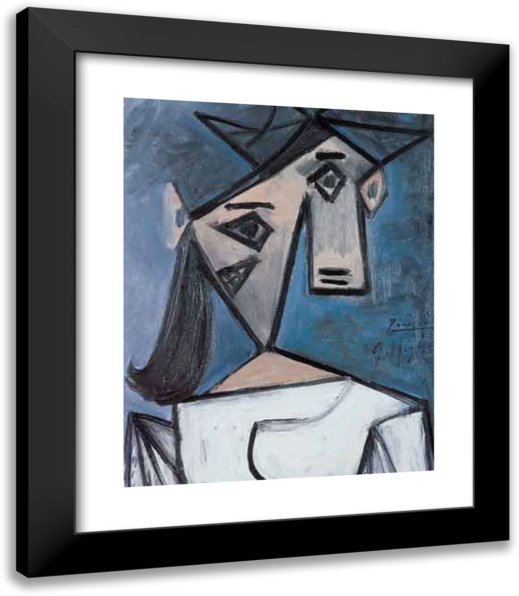 Woman's Head III 20x23 Black Modern Wood Framed Art Print Poster by Picasso, Pablo