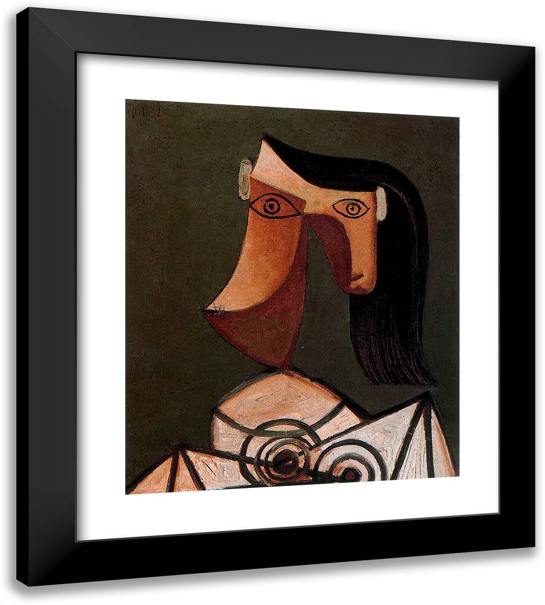 Woman's Head II 20x22 Black Modern Wood Framed Art Print Poster by Picasso, Pablo