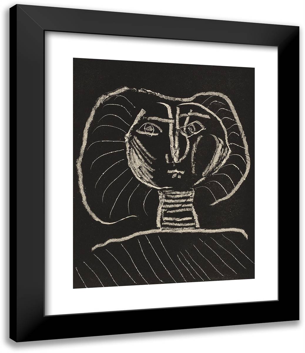 Woman's Head on Black Background 20x24 Black Modern Wood Framed Art Print Poster by Picasso, Pablo