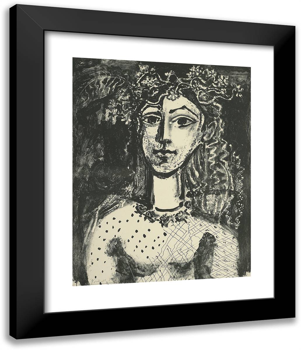 Young Girl Inspired by Cranach 20x24 Black Modern Wood Framed Art Print Poster by Picasso, Pablo