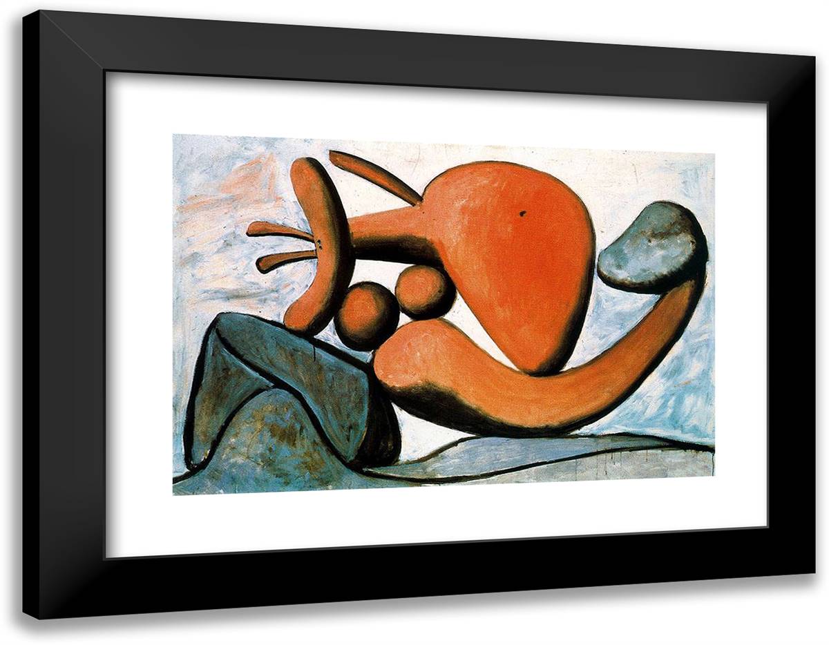 Young Girl Throwing a Rock 24x19 Black Modern Wood Framed Art Print Poster by Picasso, Pablo