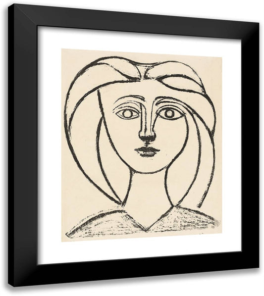 Young Girl with Full Hair 20x23 Black Modern Wood Framed Art Print Poster by Picasso, Pablo