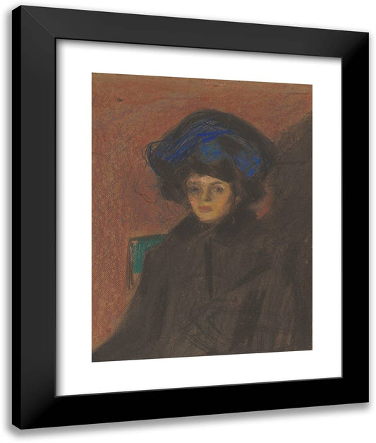 Young Woman with a Hat 20x24 Black Modern Wood Framed Art Print Poster by Picasso, Pablo