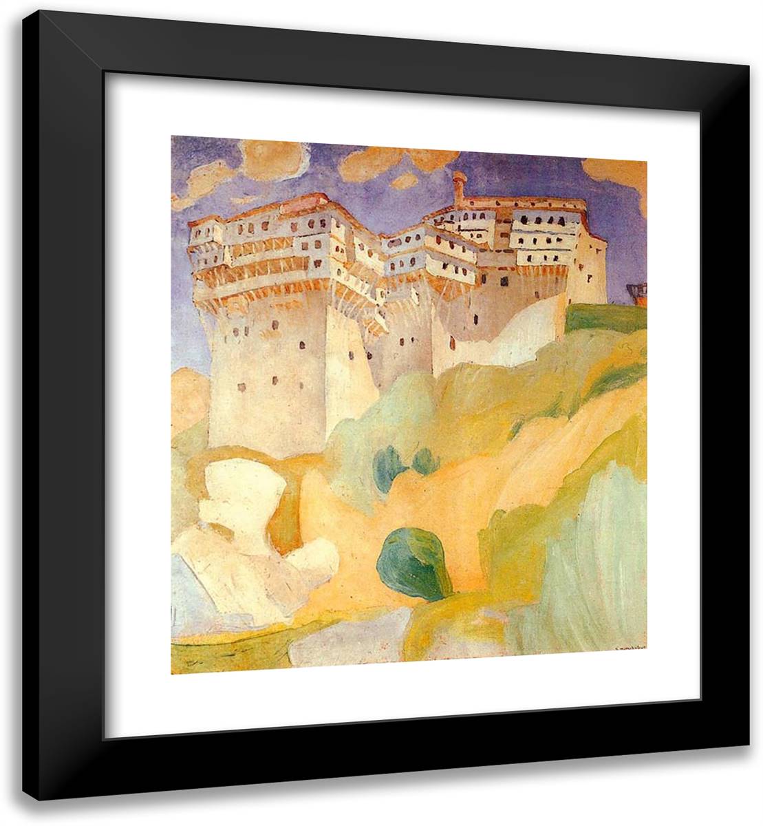 Abbey Dionysiou 20x22 Black Modern Wood Framed Art Print Poster by Papaloukas, Spyros