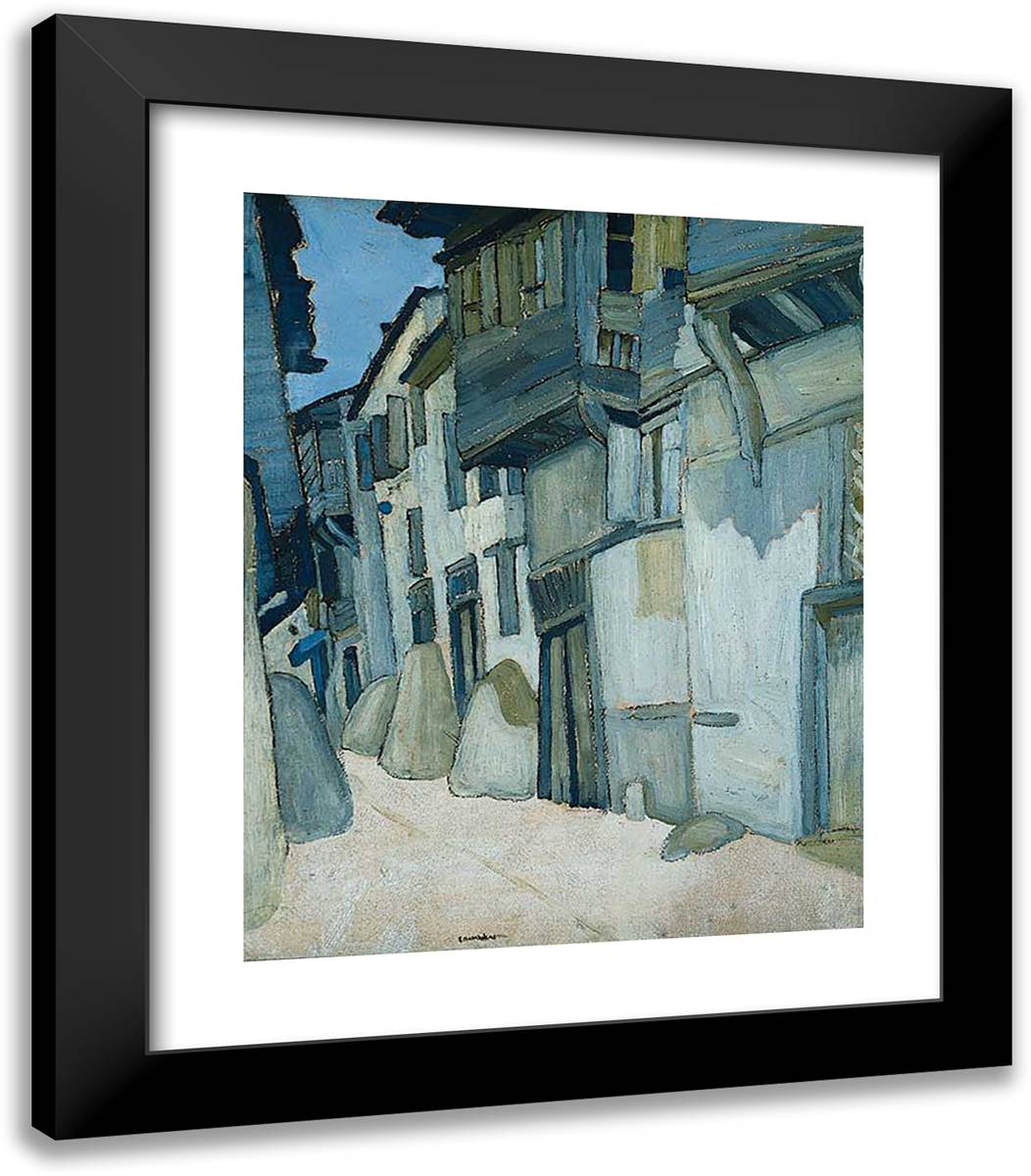 Houses 20x23 Black Modern Wood Framed Art Print Poster by Papaloukas, Spyros