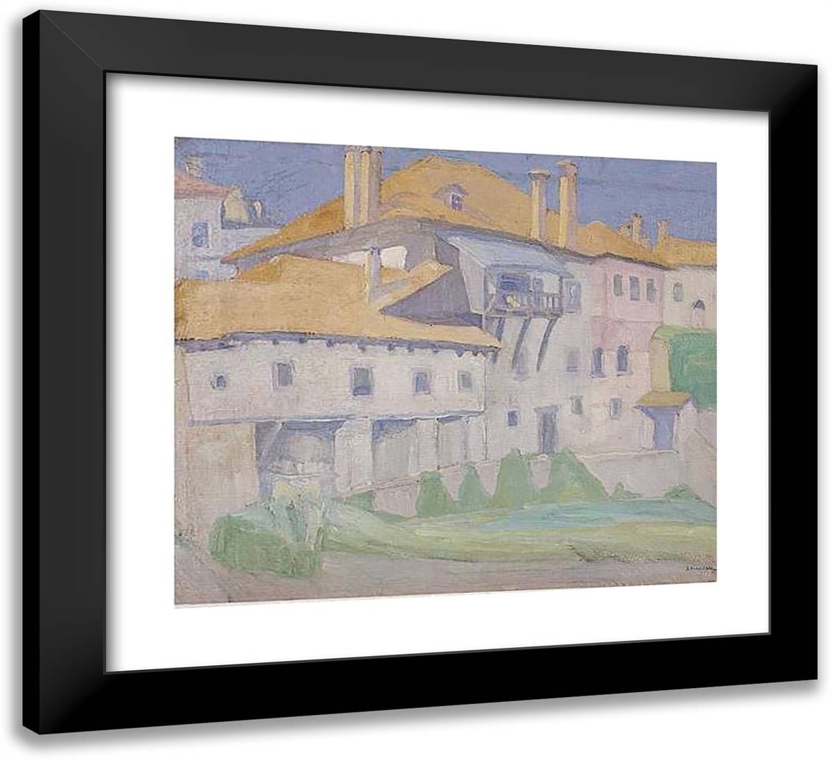 Monasteries at Mount Athos 22x20 Black Modern Wood Framed Art Print Poster by Papaloukas, Spyros