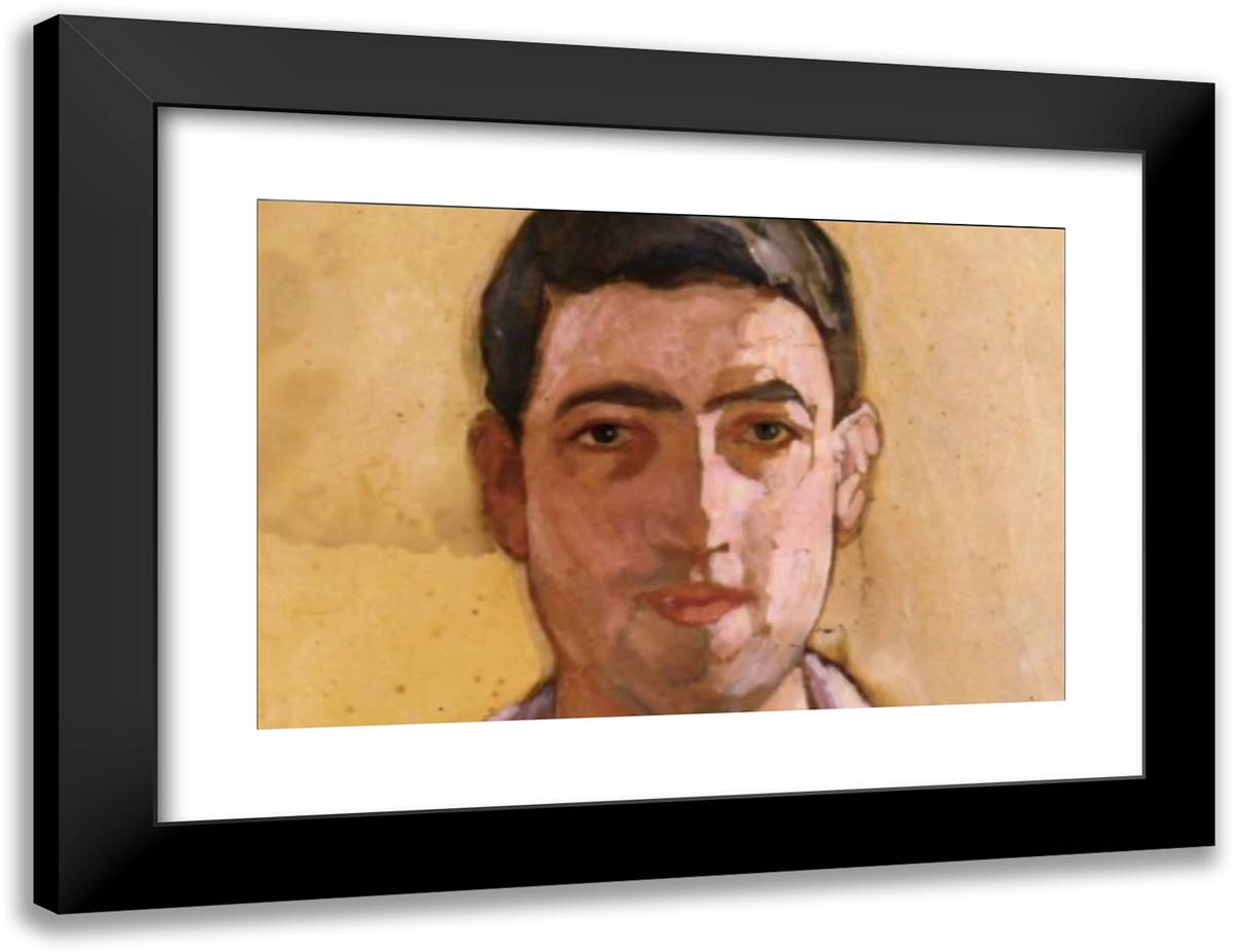 Self Portrait (Early) 24x18 Black Modern Wood Framed Art Print Poster by Papaloukas, Spyros