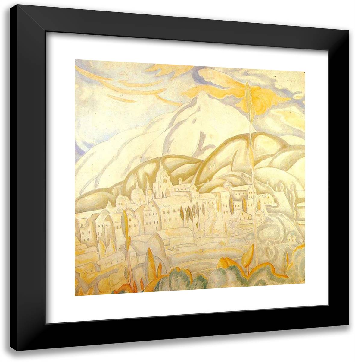 Skete of Agios Andreas 20x20 Black Modern Wood Framed Art Print Poster by Papaloukas, Spyros