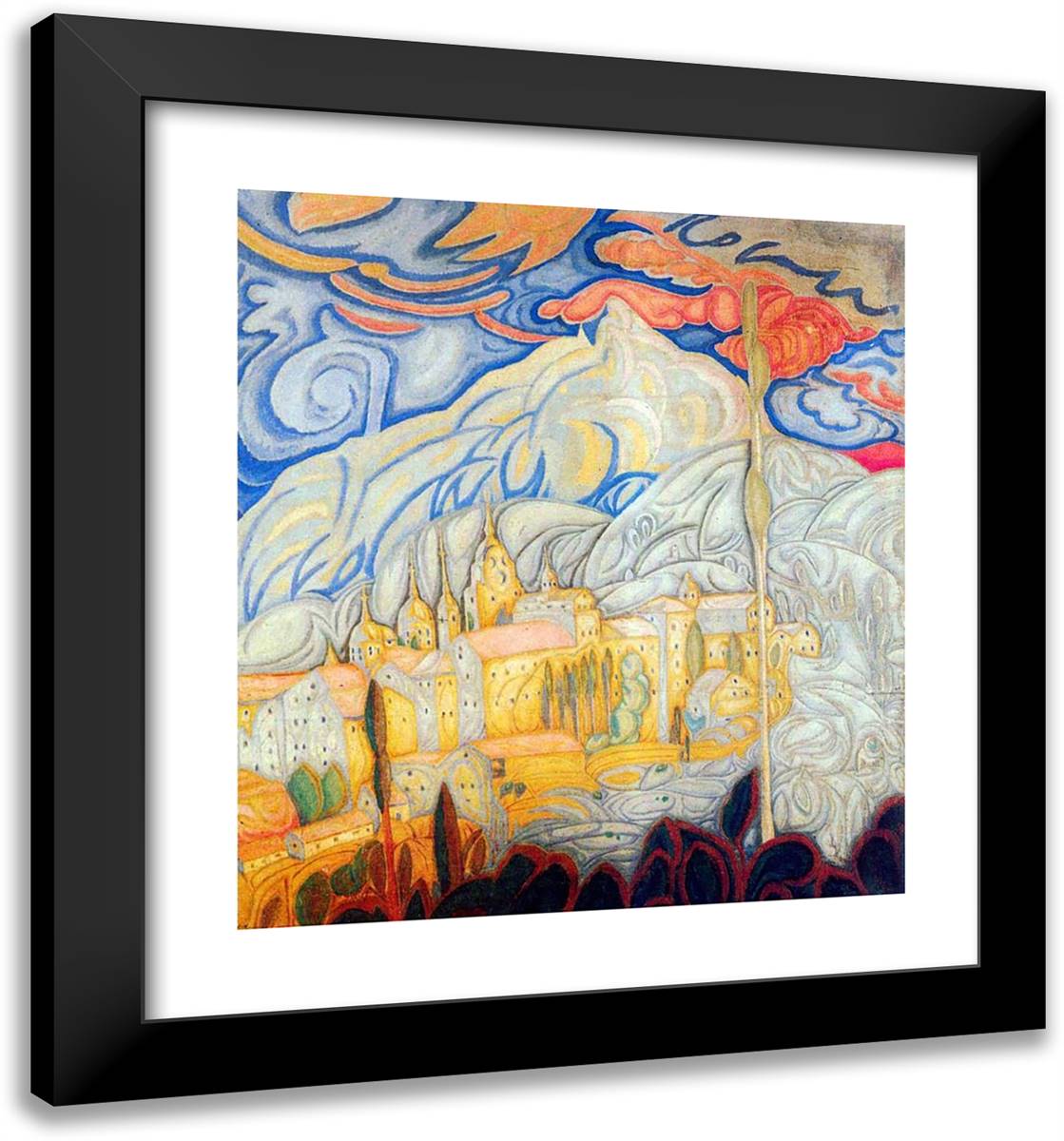 Skete of Agios Andreas  20x21 Black Modern Wood Framed Art Print Poster by Papaloukas, Spyros
