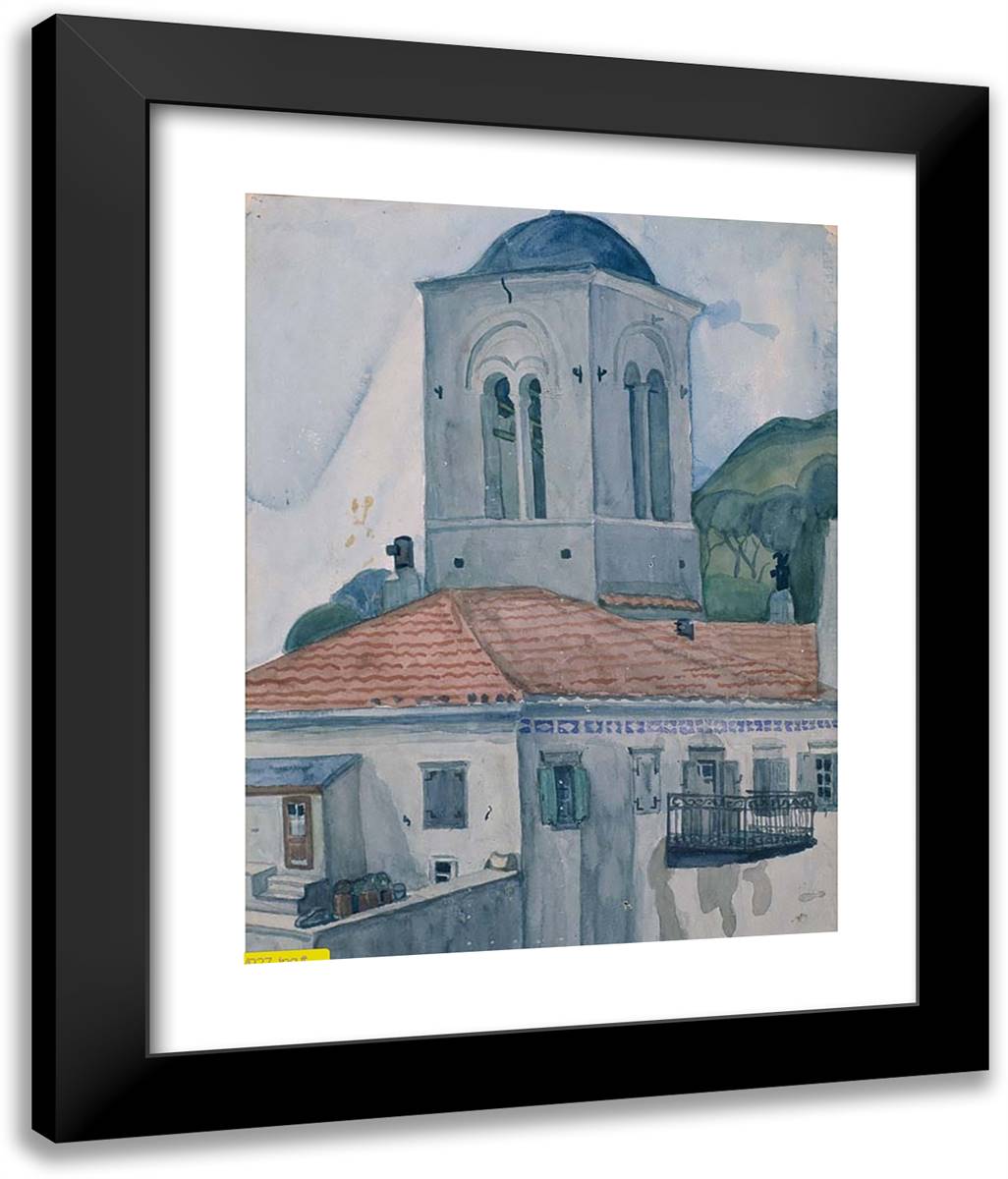The Bell-Tower 20x24 Black Modern Wood Framed Art Print Poster by Papaloukas, Spyros