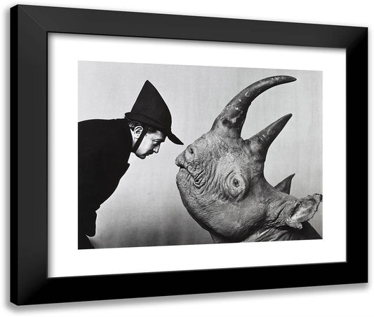 Dali and Rhinoceros 24x20 Black Modern Wood Framed Art Print Poster by Halsman, Philippe