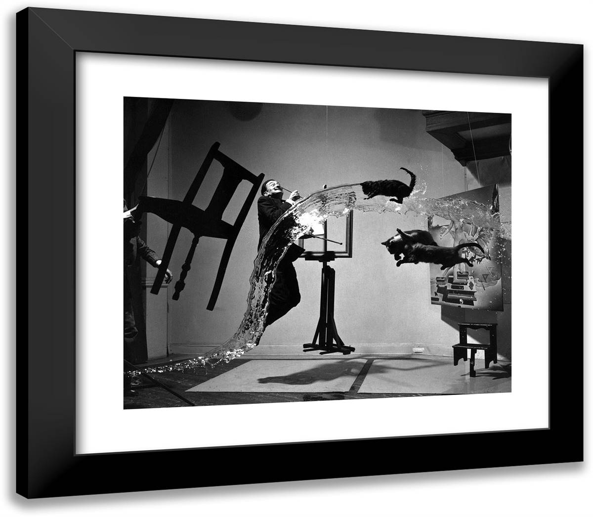 Dali Atomicus 23x20 Black Modern Wood Framed Art Print Poster by Halsman, Philippe